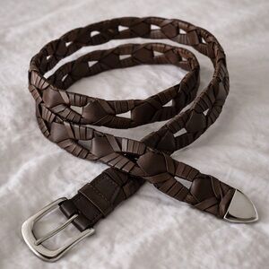 Braided Brown Leather Belt